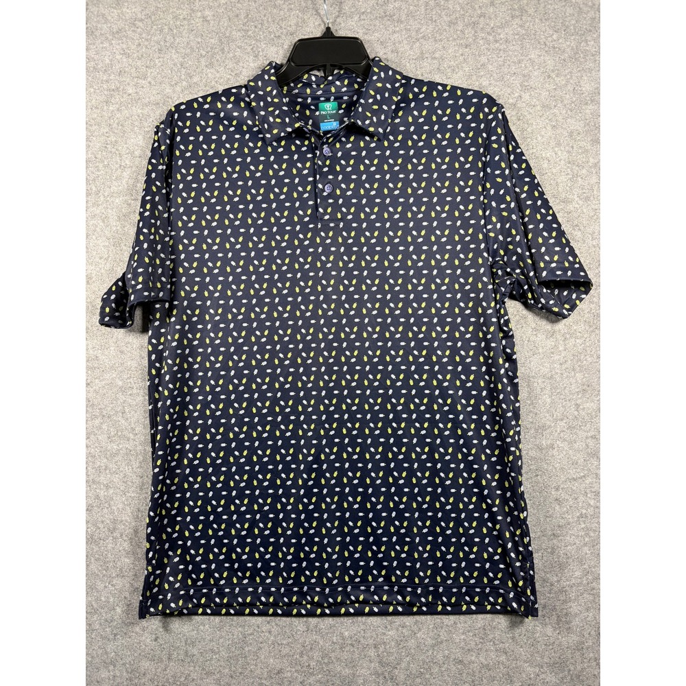 Pro Tour Coolplay Mens Large Navy BluePopsicle Print Golf Polo Shirt L Short Slv